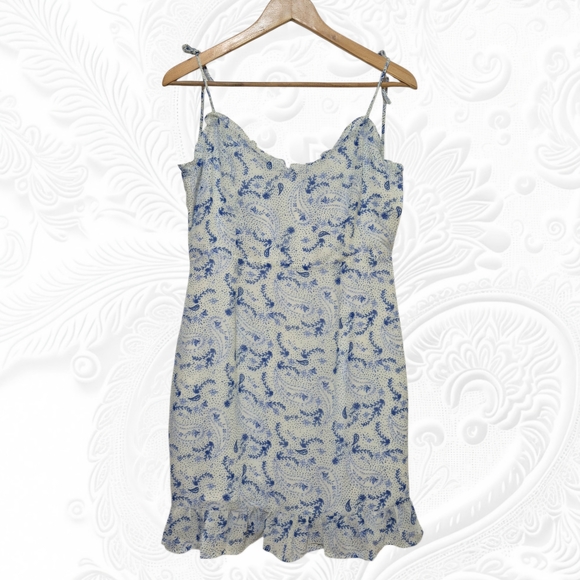Sugarlips Blue & White Adjustable Spaghetti Strap Ruffle Hem Mini Dress, Medium - Picture 3 of 11